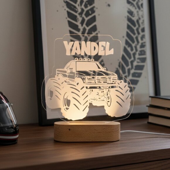 Monster Truck Night Light – Personalized LED Lamp for Truck Lovers - Picture 8 of 8